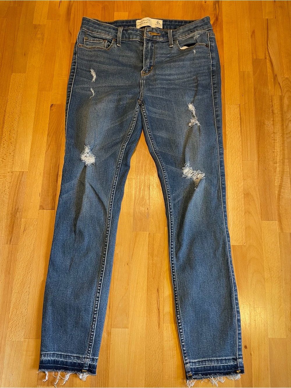 Abercrombie & Fitch Women's Distressed Blue Skinny Jeans
